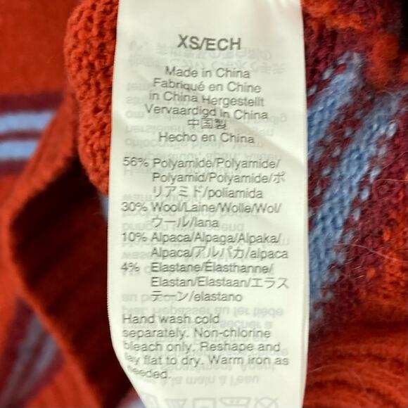 NWOT J. CREW Sweater XS Oversized Wool Alpaca Stripe Red Split-Sides Soft - Picture 5 of 8